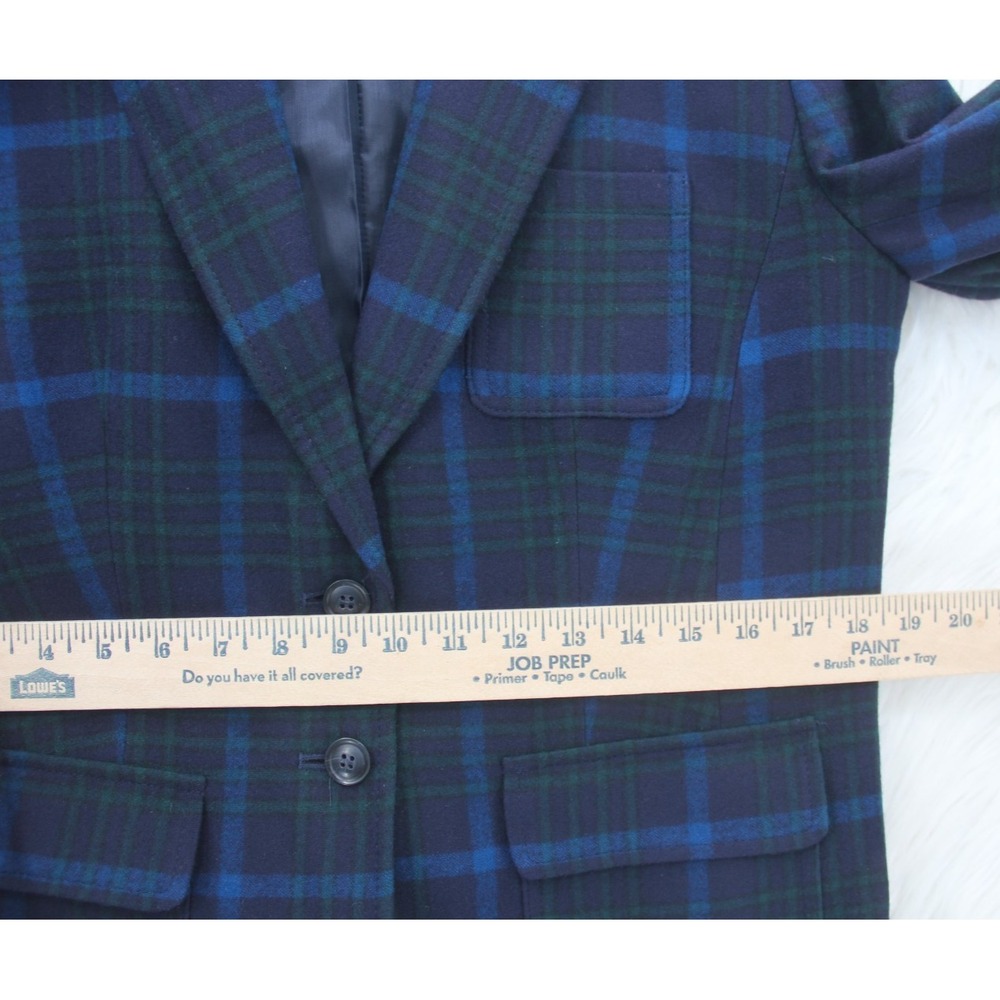 Pendleton Womens 12 Virgin Wool Blazer Jacket 1965 Plaid Green Blue Academia - Picture 5 of 16